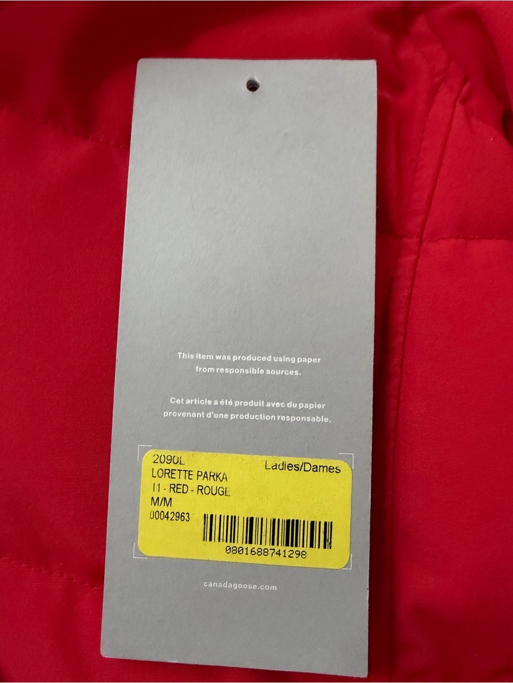 Canada Goose Red Hooded Down Puffer Coat size M NEVER WORN - Picture 2 of 15
